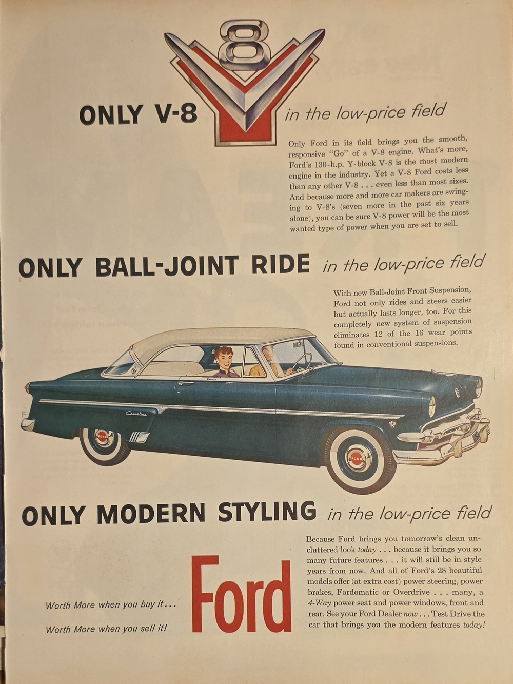 Ford Teal and Cream Two-Tone Sedan Illustration